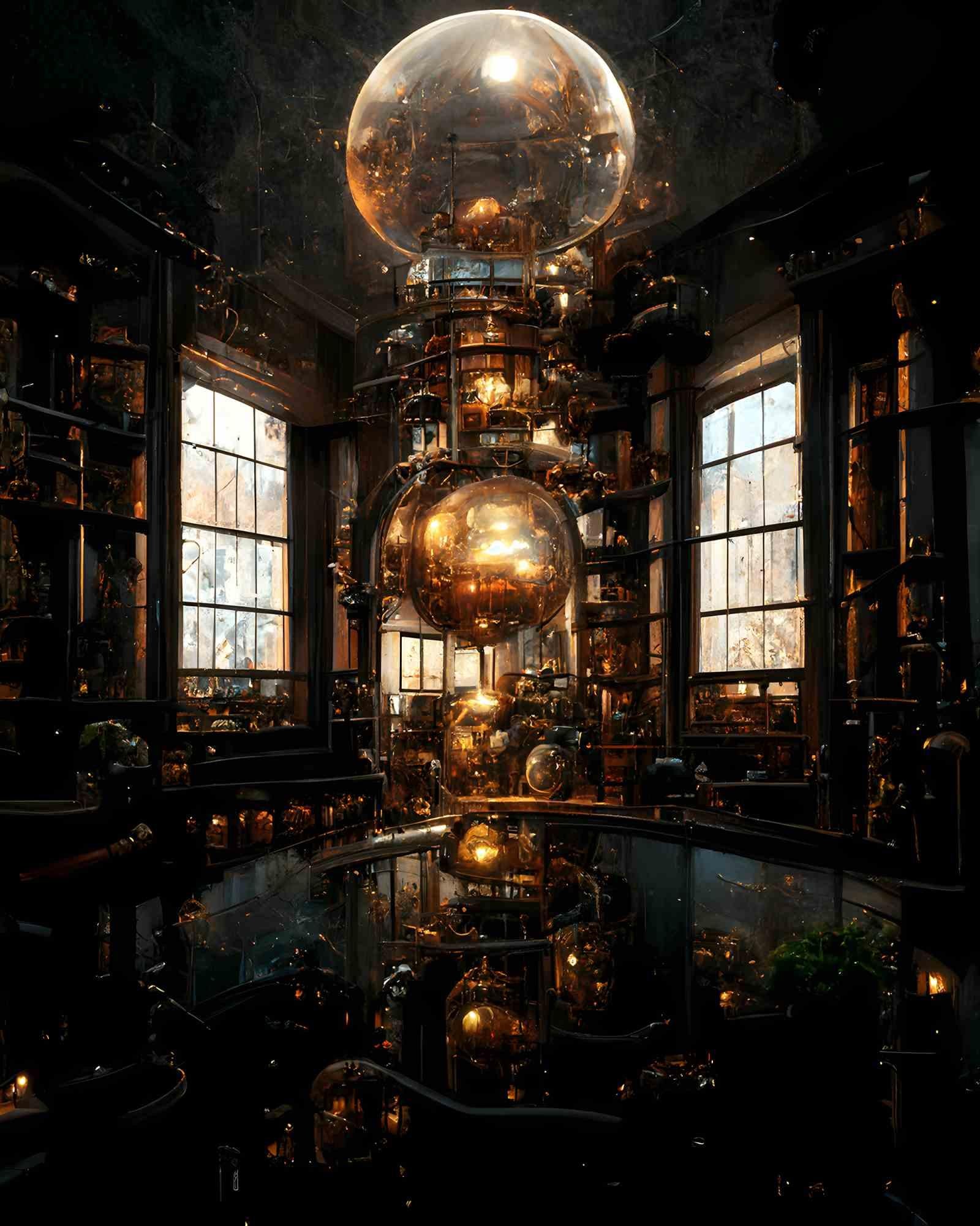 Mechanical Splendor unveils a mesmerizing tableau of steampunk interior architecture, where the symphony of gears and cogs orchestrates a timeless elegance. The canvas is a tapestry of brass and leather, intricately entwined in a dance of Victorian