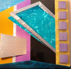 Retro Abstract Aluminum Metal Wall Relief Sculpture by Kevin Barrett