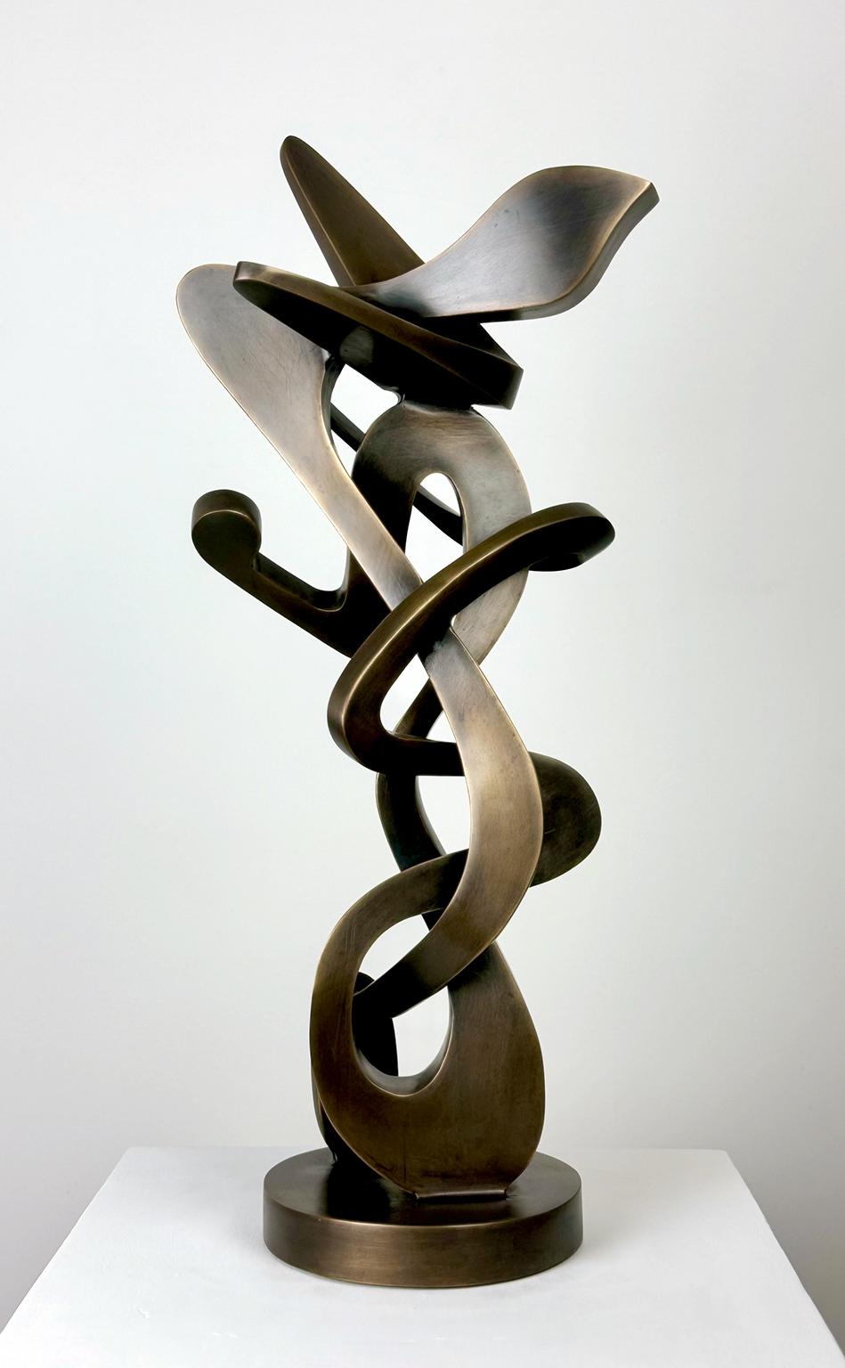 Kevin Barrett Abstract Sculpture - "Achilles" Abstract, Bronze Metal Sculpture, Tabletop Size