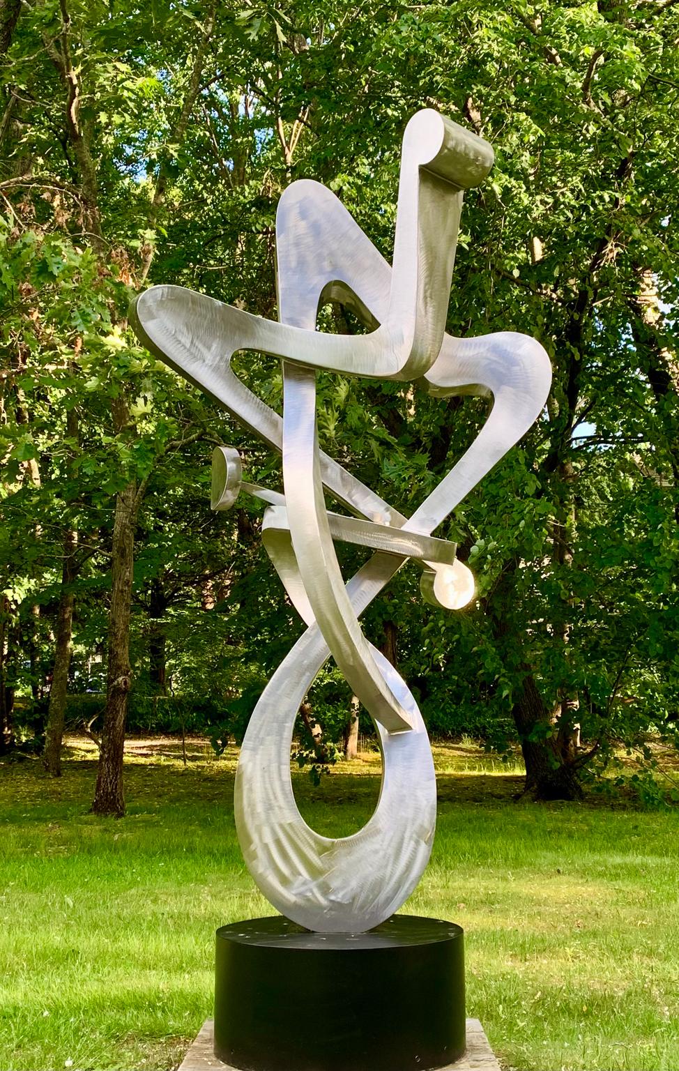 Kevin Barrett Abstract Sculpture - "Angel" Unique, Organic, Abstract Metal Sculpture in Stainless Steel