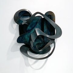 "Contort", Bronze Wall Relief Sculpture, Abstract, Metal, Contemporary