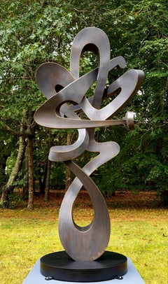 "Embrace" by Kevin Barrett, Abstract Bronze Metal Sculpture