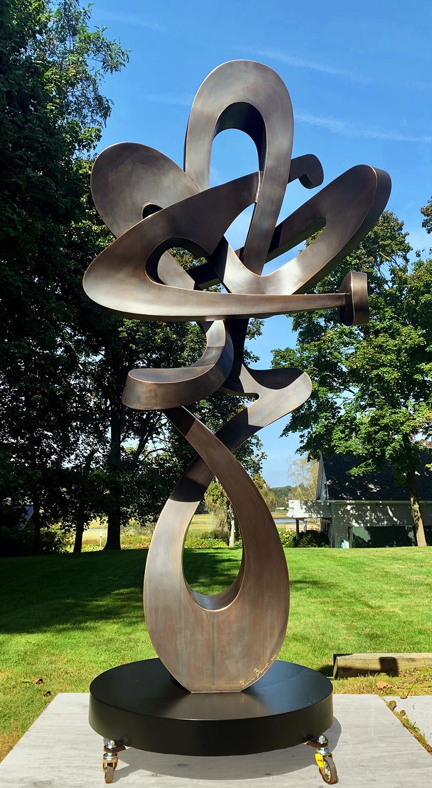 "Embrace" by Kevin Barrett, Abstract Bronze Metal Sculpture