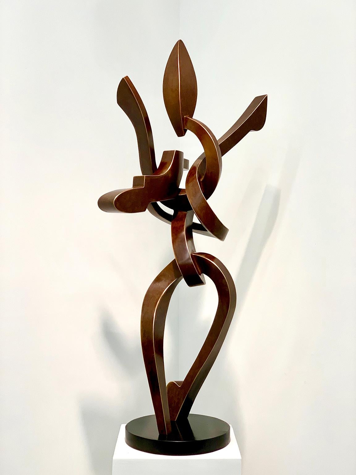 « Flate » de Kevin Barrett, sculpture abstraite en métal bronze, taille de table en vente 1