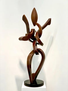 "Flare" by Kevin Barrett, Abstract Bronze Metal Sculpture, Tabletop Size