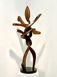 "Flare" by Kevin Barrett, Abstract Bronze Metal Sculpture, Tabletop Size