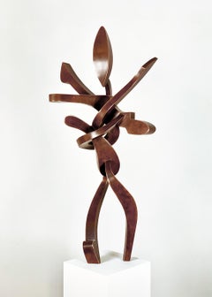 "Flare" Unique Bronze Abstract Sculpture, Tabletop Metal Sculpture