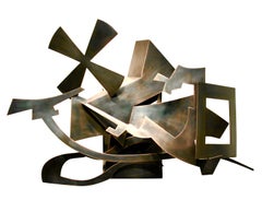 Abstrakte Bronze-Metall-Wandrelief-Skulptur „Flow“ von Kevin Barrett