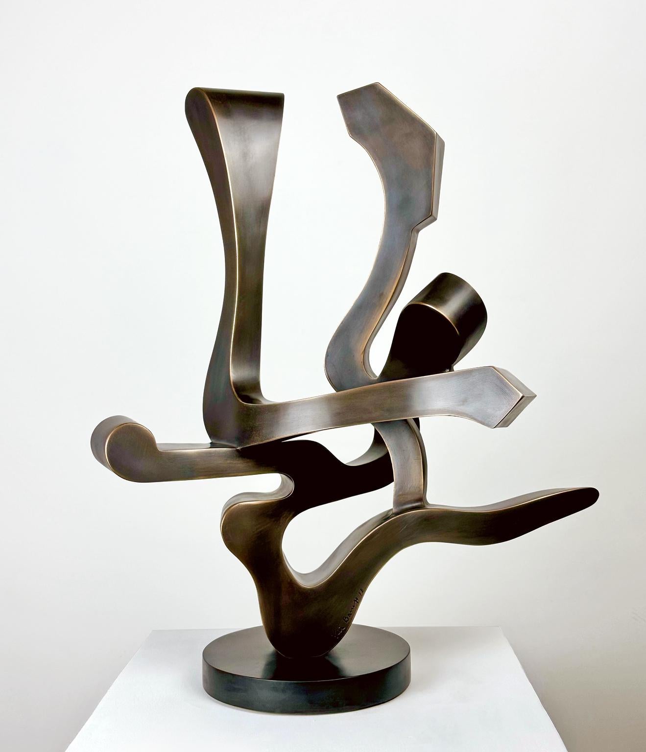 Kevin Barrett Abstract Sculpture - "Guided Spirit" (maquette), Abstract, Bronze Metal Sculpture, Tabletop Size