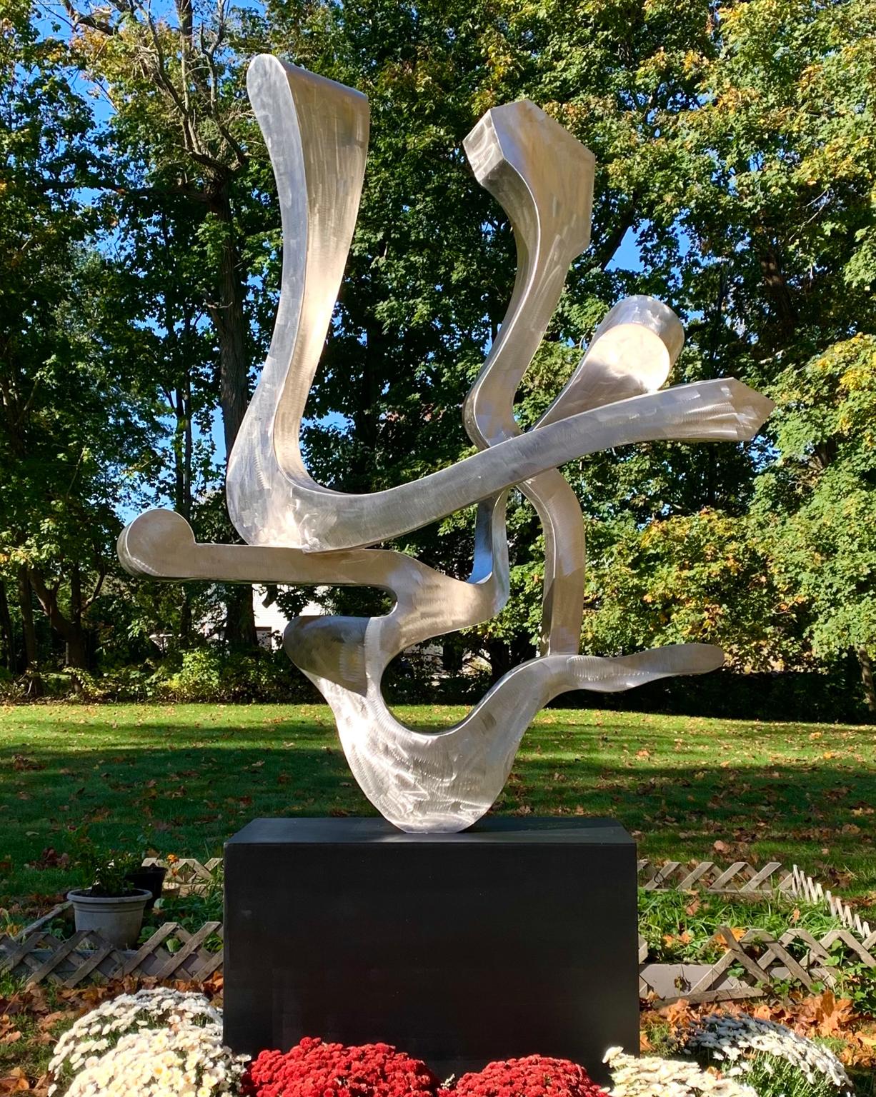 Kevin Barrett Abstract Sculpture - "Guided Spirit" Unique, Organic, Abstract Metal Sculpture in Steel