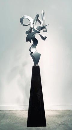 "Arpa"  Astratto, Scultura in metallo e alluminio, Argento, Interno, Esterno