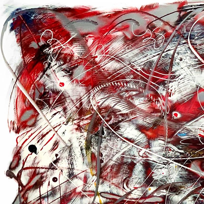 „Hearts of Fire“, farbenfrohes, abstraktes Gemälde auf Aluminiumplatte von Kevin Barrett im Angebot 4