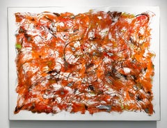 "Salsa picante", colorida pintura abstracta sobre panel de aluminio de Kevin Barrett