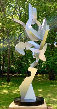 "Naj II" by Kevin Barrett, Abstract Aluminum Metal Sculpture in Silver