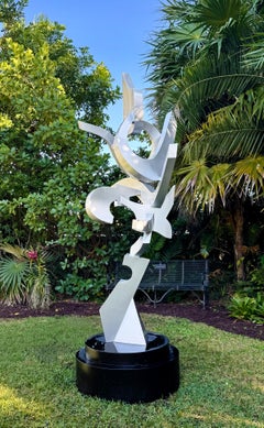 "Naj II" by Kevin Barrett, Abstract Aluminum Metal Sculpture in Silver