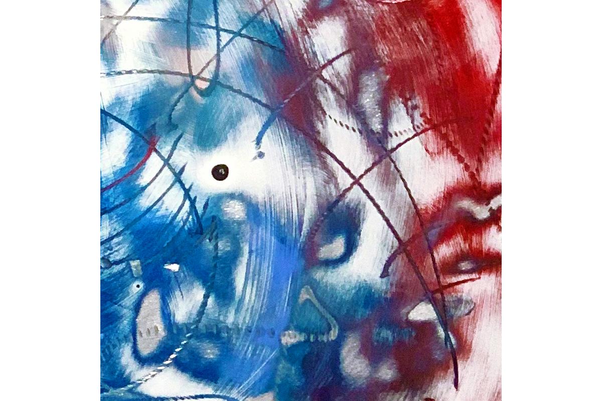 Abstraktes Acrylgemälde „Patriot“ auf Aluminiumplatte von Kevin Barrett im Angebot 4