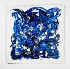 "Presto", peinture abstraite et colorée sur panneau d'aluminium de Kevin Barrett
