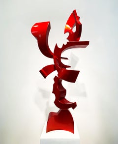 "Queen of Hearts"  Abstract Aluminum Metal Sculpture, Red, Indoor, Outdoor