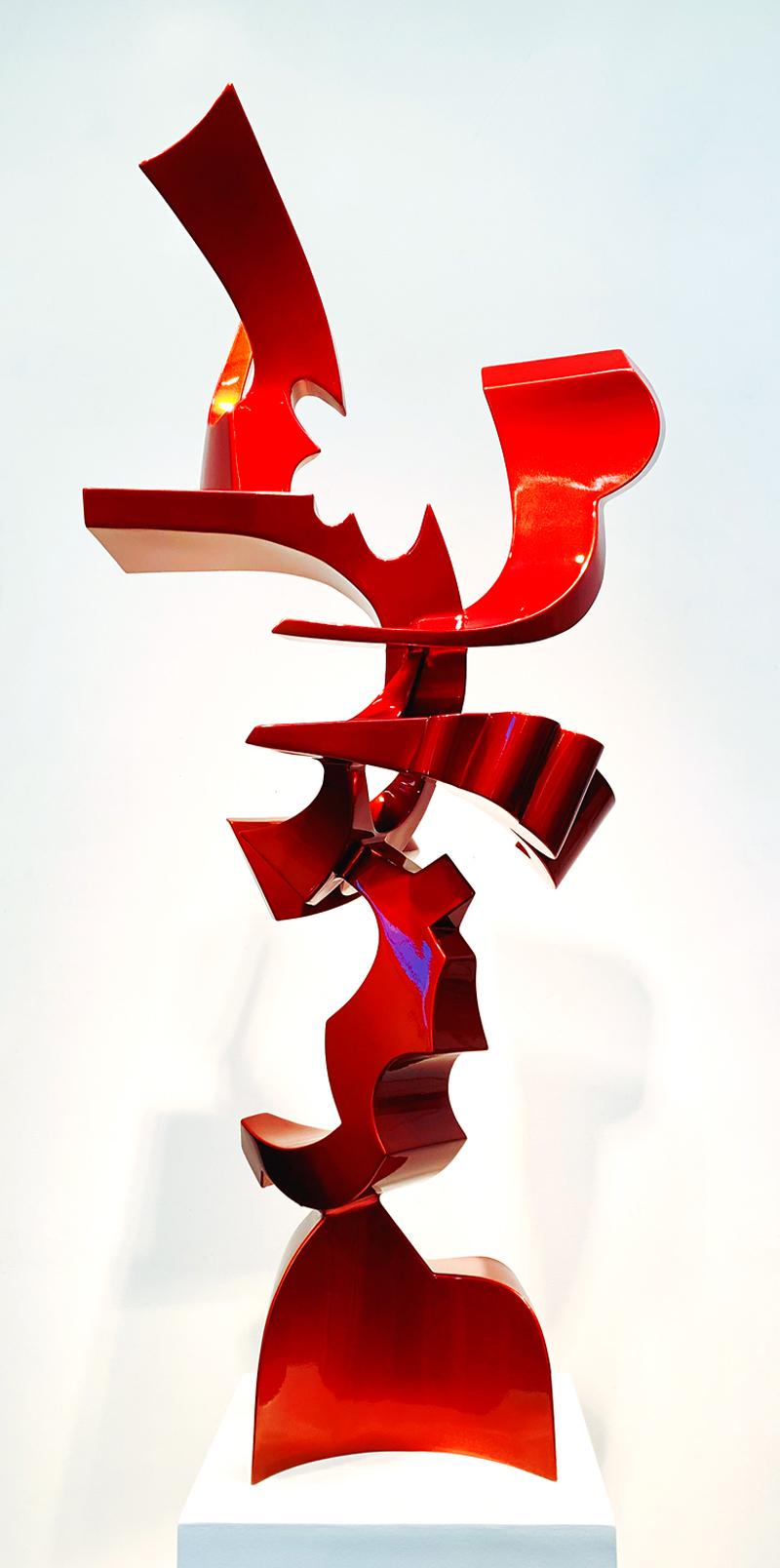 Kevin Barrett Abstract Sculpture - "Queen of Hearts"  Abstract Aluminum Metal Sculpture, Red, Indoor, Outdoor