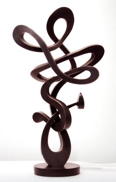 "Revolve" (maquette) Unique Bronze Abstract Sculpture, Tabletop Metal Sculpture