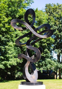 "Revolve", Unique Fabricated Bronze Abstract Sculpture, Outdoor Metal Sculpture