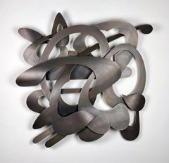 "Striper", Bronze Wall Relief Sculpture, Abstract, Metal, Contemporary