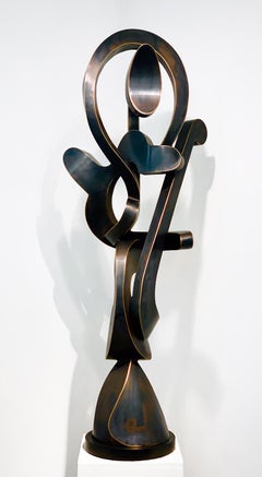 "The Musician" Unique Abstract Metal Sculpture in Fabricated Bronze