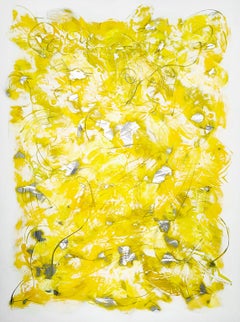 "Untitled Yellow", Abstract, Acrylic Painting on Aluminum Panel by Kevin Barrett