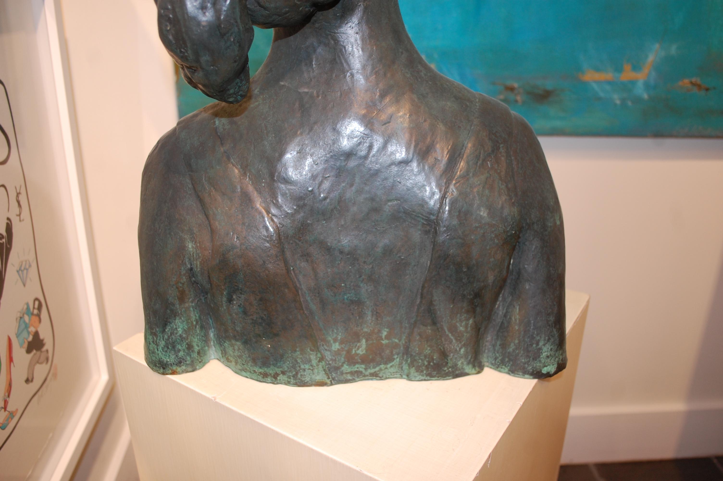 Bronze Bust Of A Young Woman  - Gold Figurative Sculpture by Kevin Berlin
