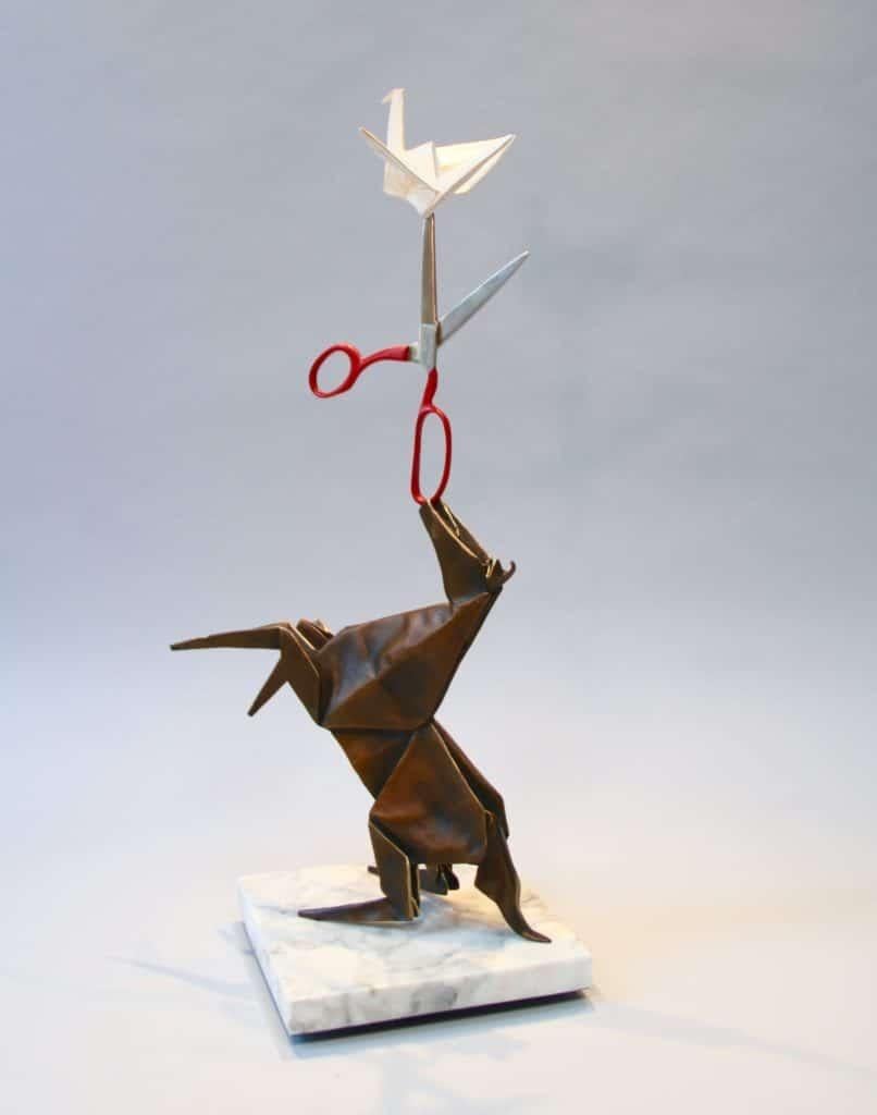 Kevin Box Figurative Sculpture - Balancing Act- Maquette 7/24 -Te Jui Fu