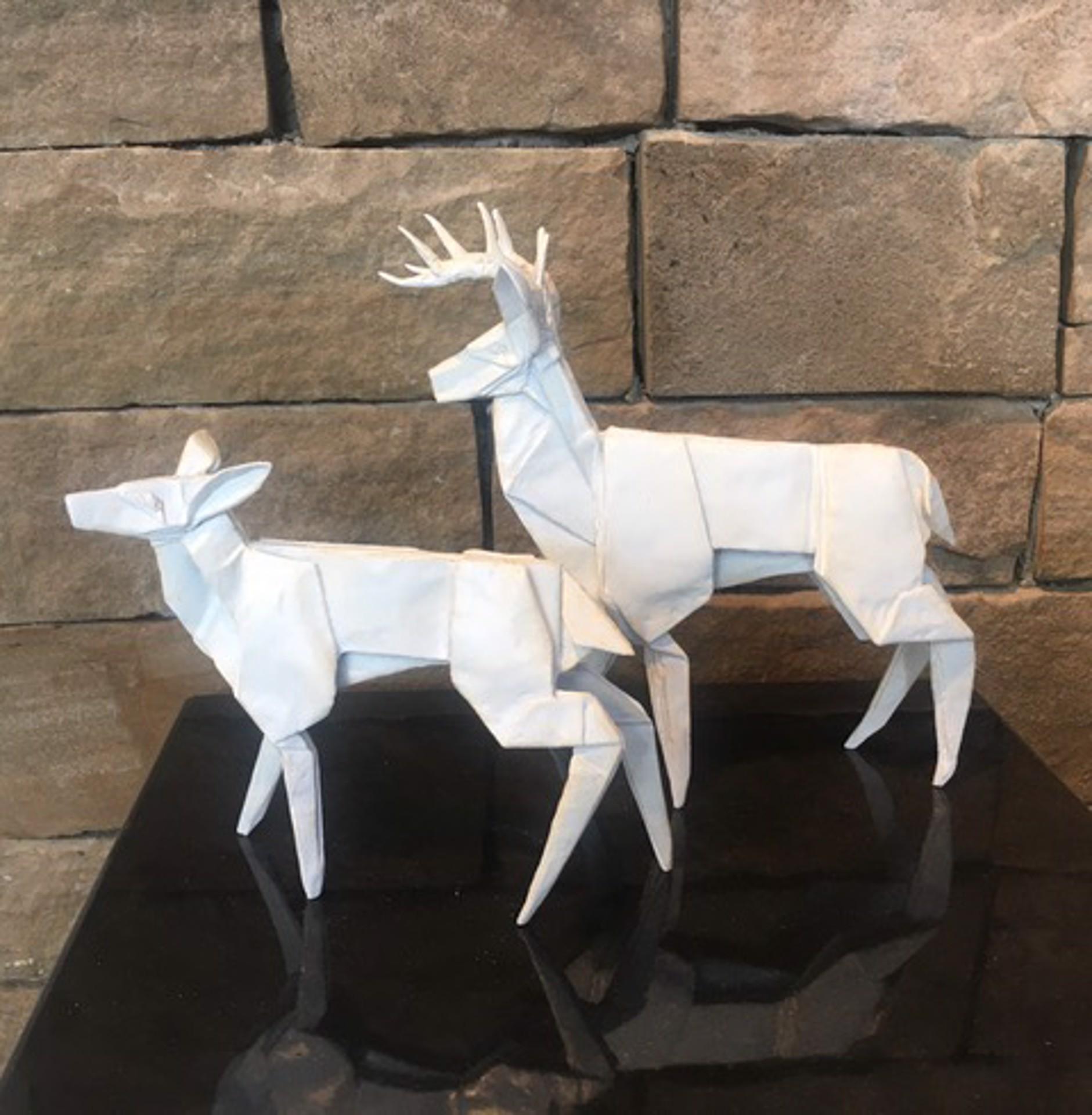Kevin Box Figurative Sculpture - Ghost Deer (Buck, Doe) #2/50