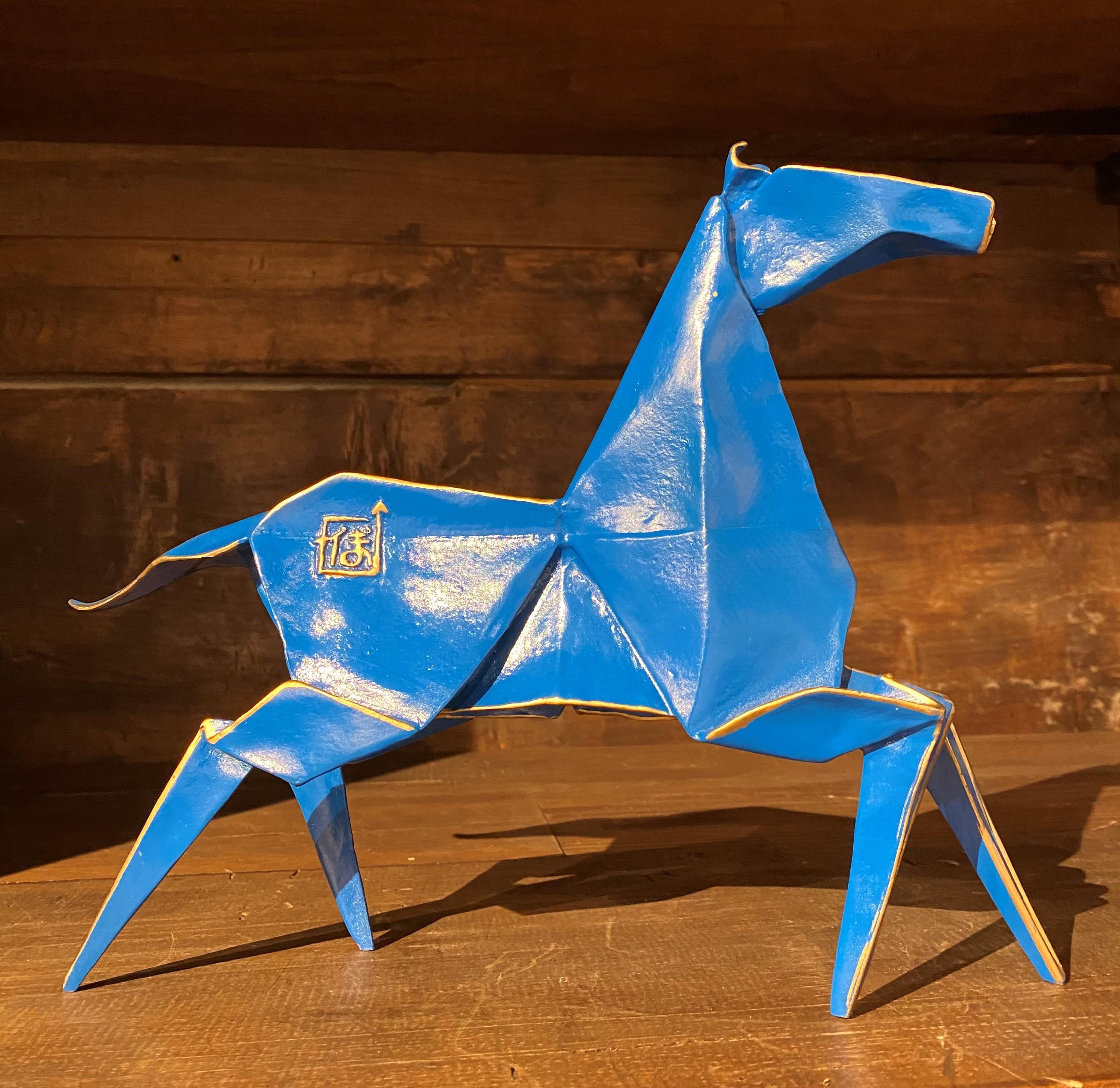 Kevin Box Figurative Sculpture - Pony - Desktop Blue 16/30 - Te Jui Fu