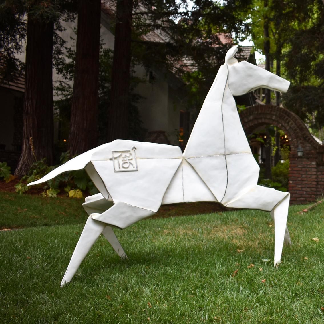 Kevin Box Figurative Sculpture - Pony (Monument) White 2/3 - Te Jui Fu