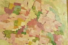 Palettes roses Huile abstraite sur toile, encadrée, signée, années 1970, 22.5x26.5