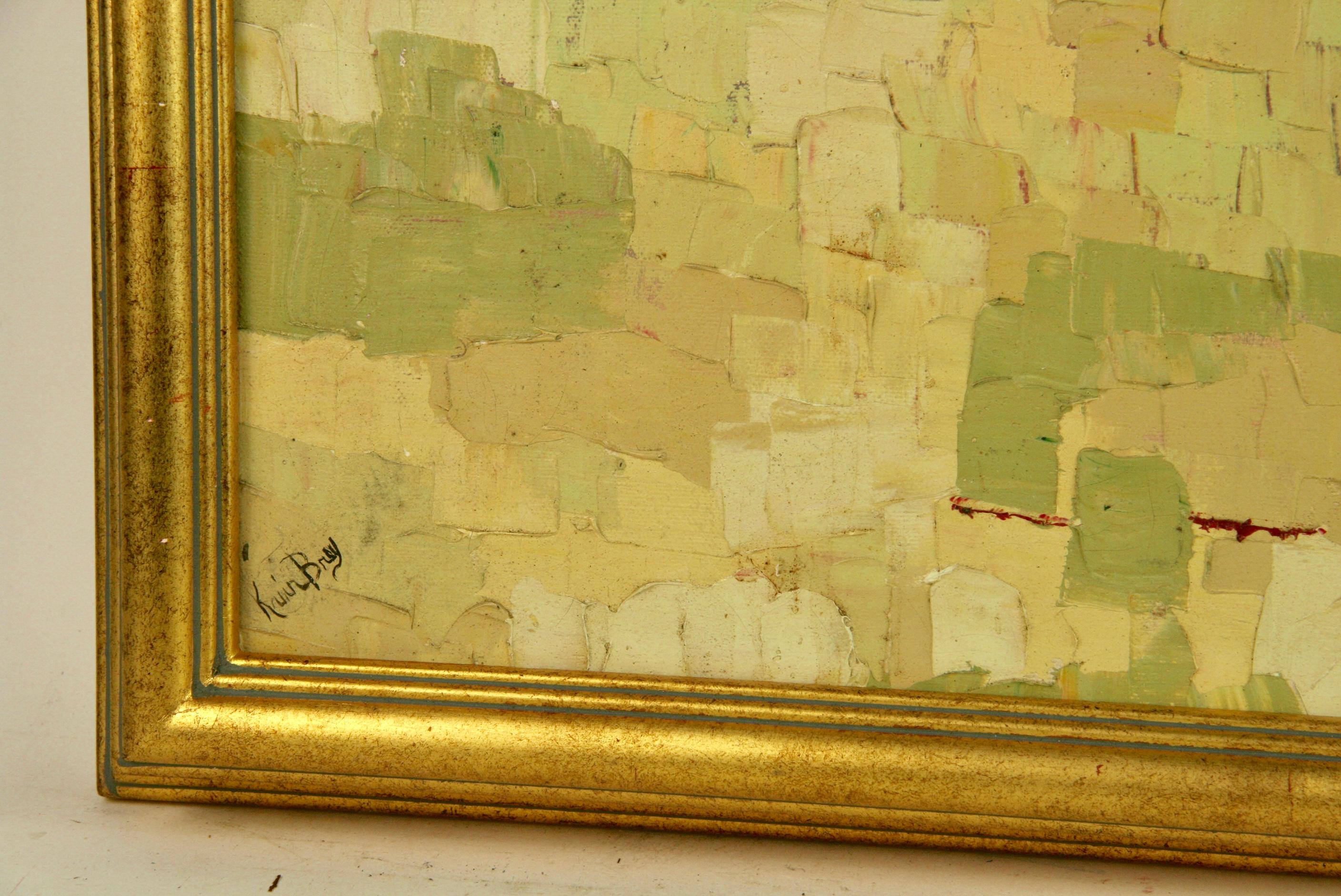 3750e Palette rosa astratta, un olio su tela vintage 
firmato da Kevin Bray 
esposto in una cornice nuova in legno dorato.Dimensioni dell'immagine19,5 H. 23,75 Wood