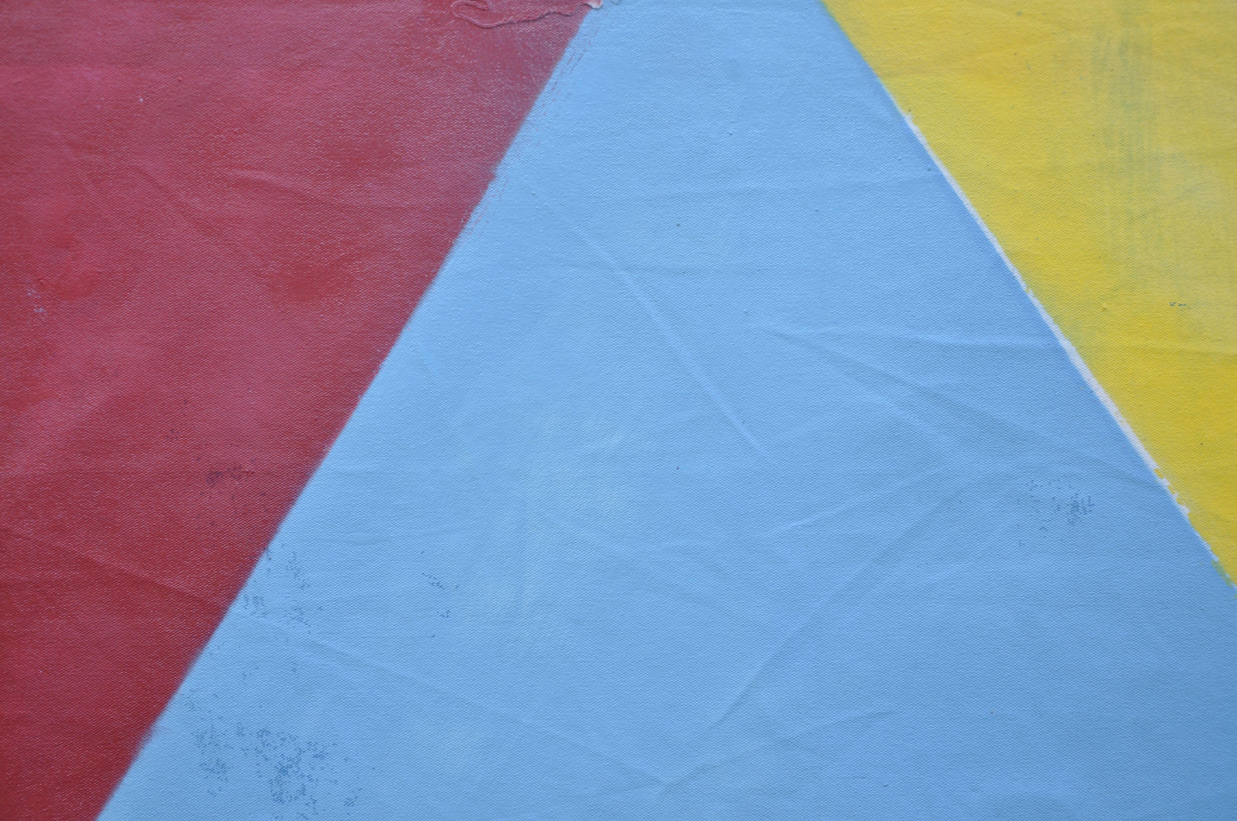 Tutti i tipi di angoli, Pittura, Olio su tela - Abstract Painting Blu di Kevin Brewerton