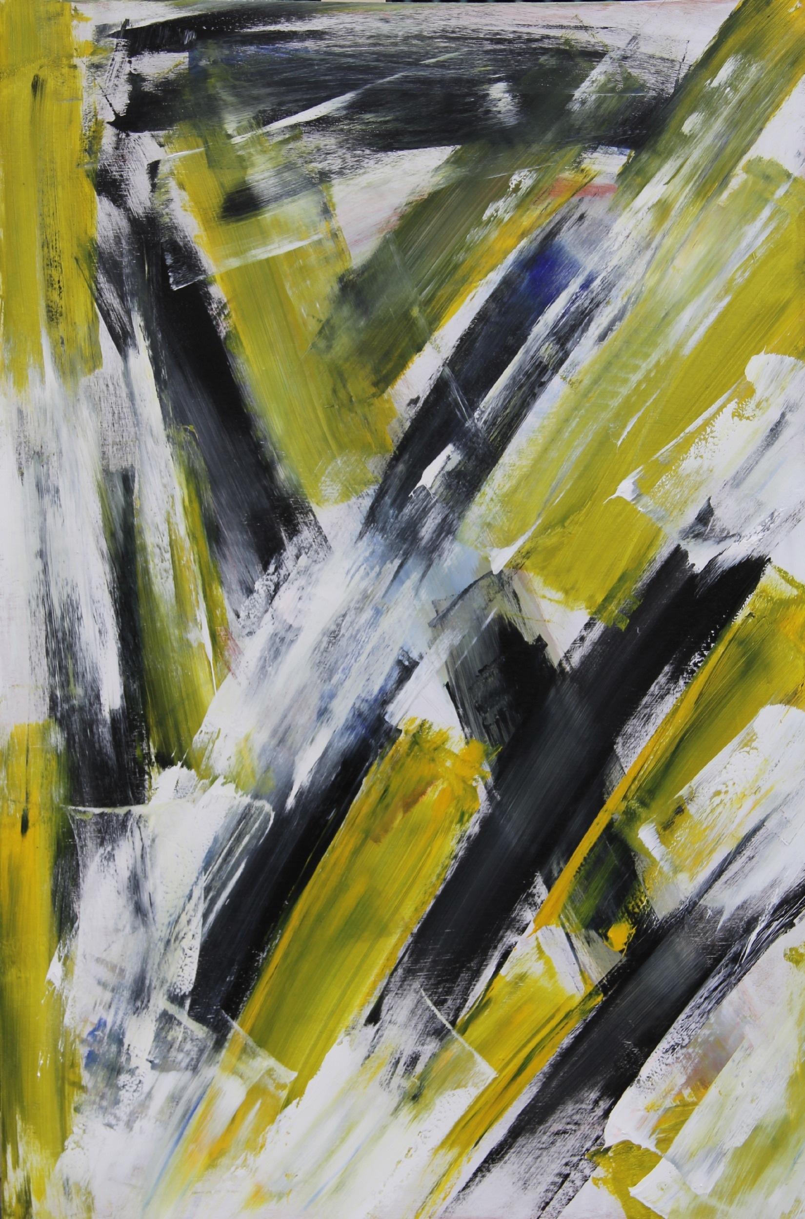 Abstract Painting Kevin Brewerton - Peinture, acrylique sur panneau de bois, « As It Happens »