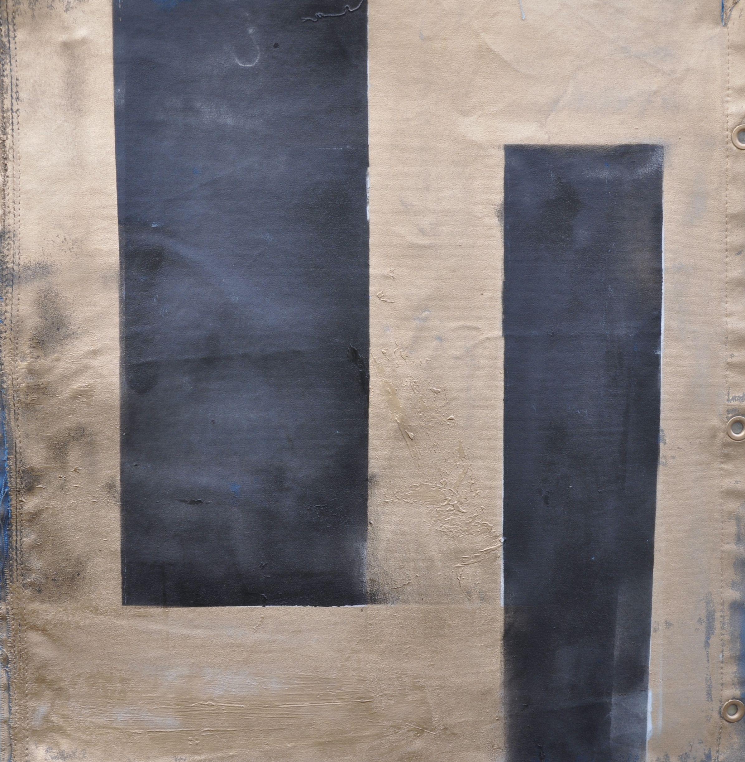 Kevin Brewerton Abstract Painting - Black and Gold, Painting, Oil on Canvas