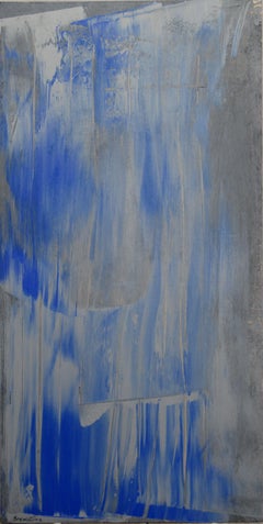 Blauer Wasserfall, Gemälde, Acryl auf Holzplatte