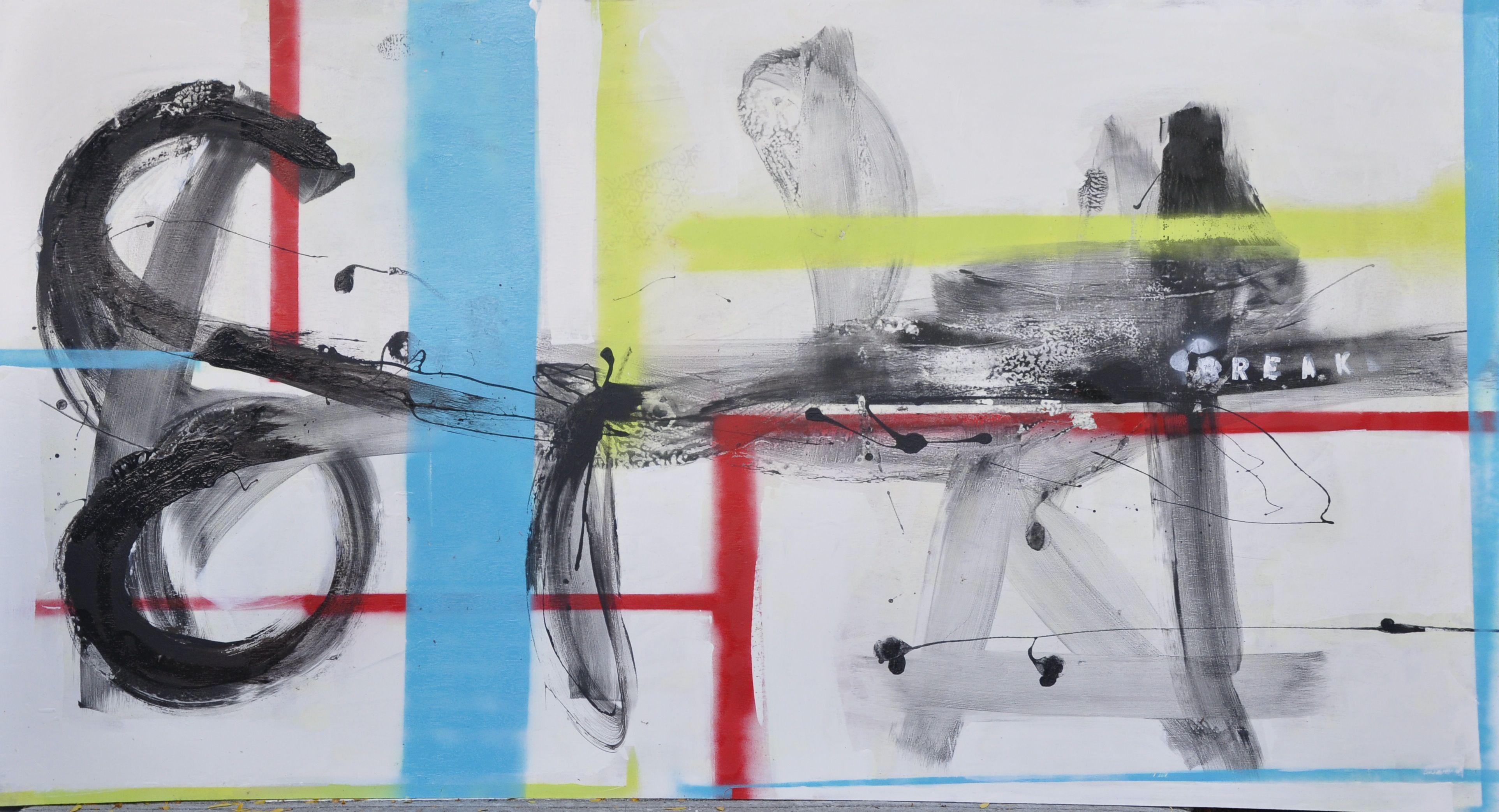 Abstract Painting di Kevin Brewerton - Sfondamento, Pittura, Olio su pannello di Wood