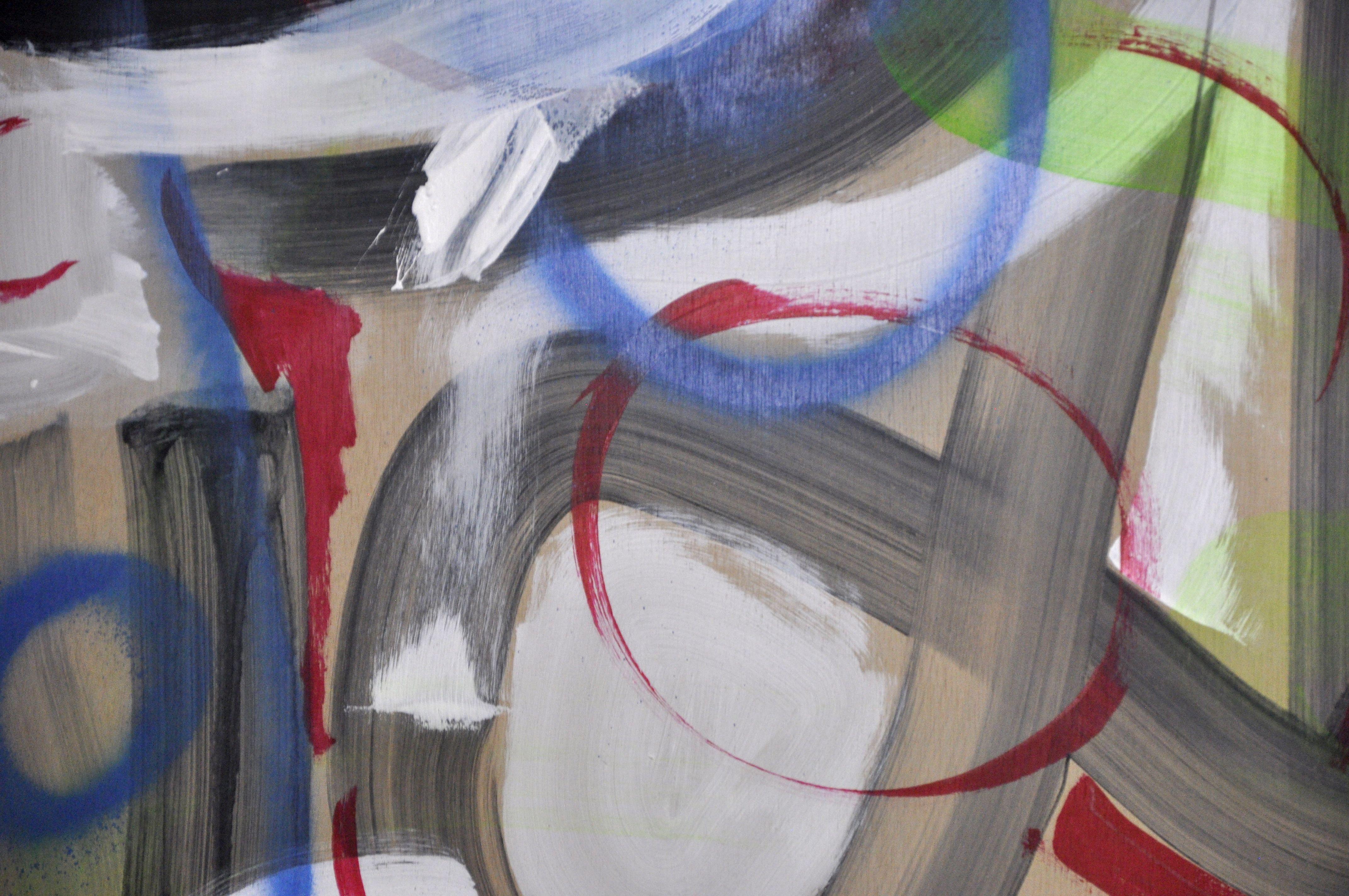 Butterfly 2023, Painting, Oil on Wood Panel - Gray Abstract Painting by Kevin Brewerton