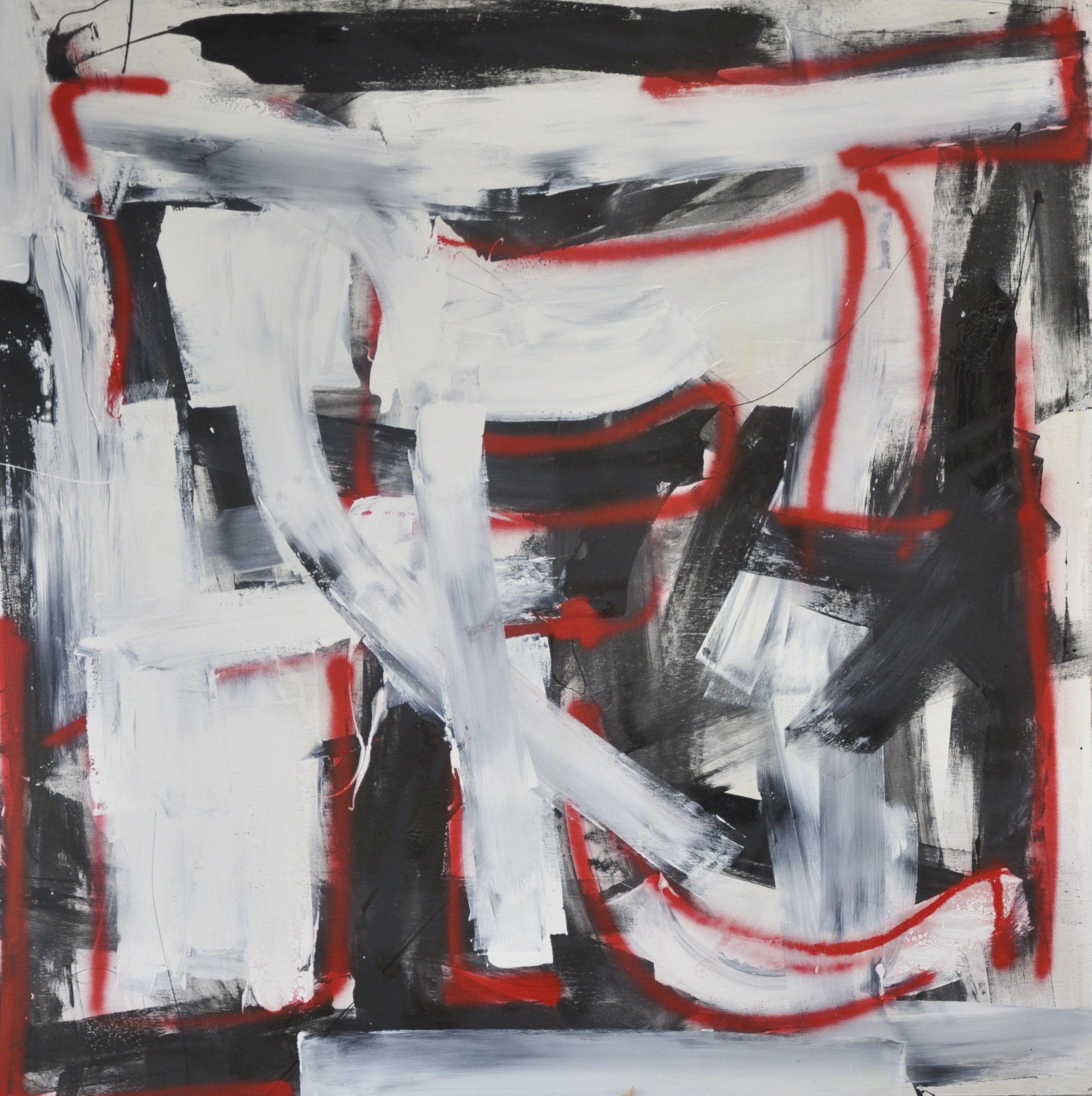 Abstract Painting di Kevin Brewerton - In The Mood For Blue, Pittura, Olio su pannello di Wood