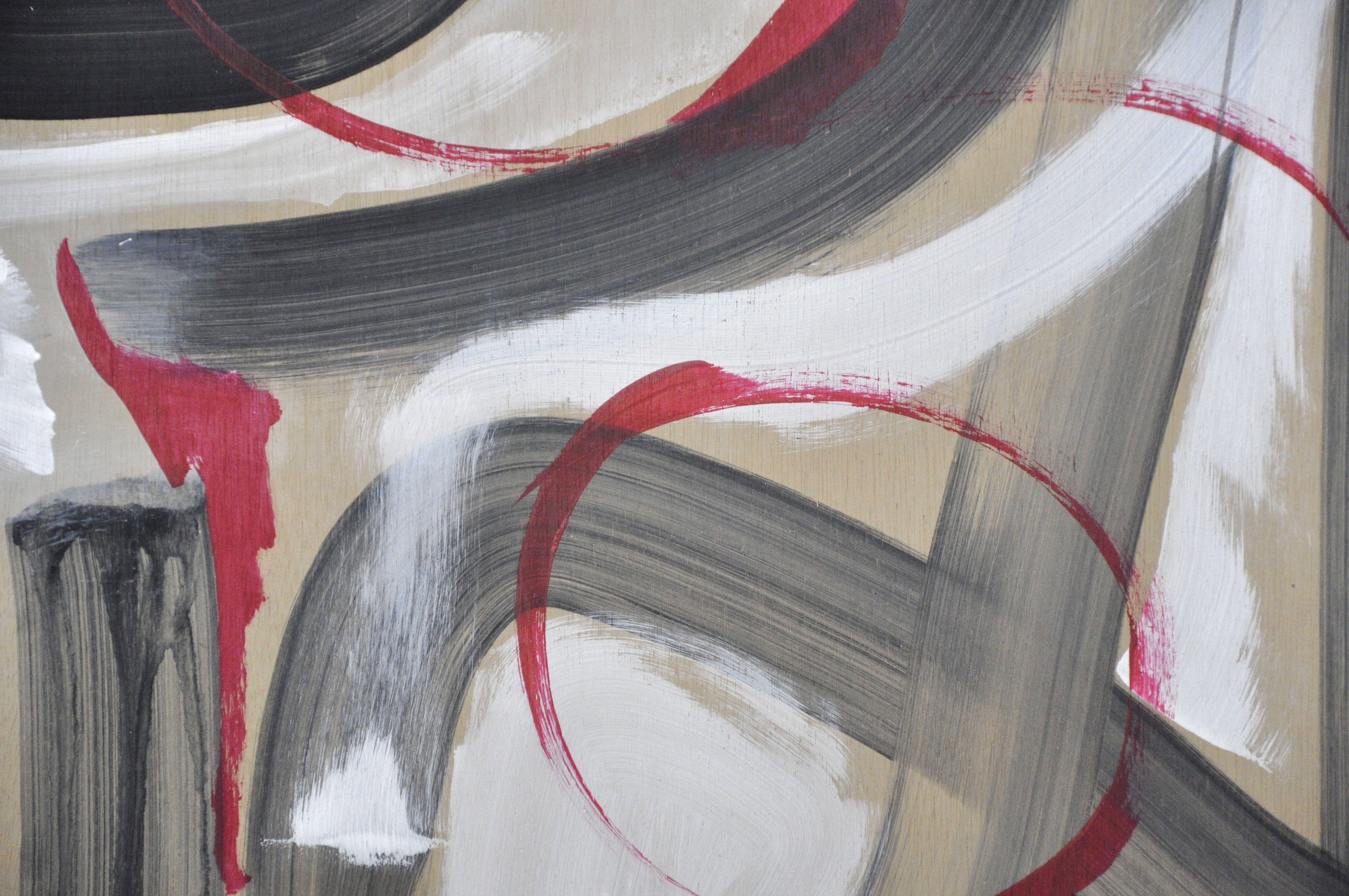 Soul Moiving, Painting, Acrylic on Wood Panel - Gray Abstract Painting by Kevin Brewerton