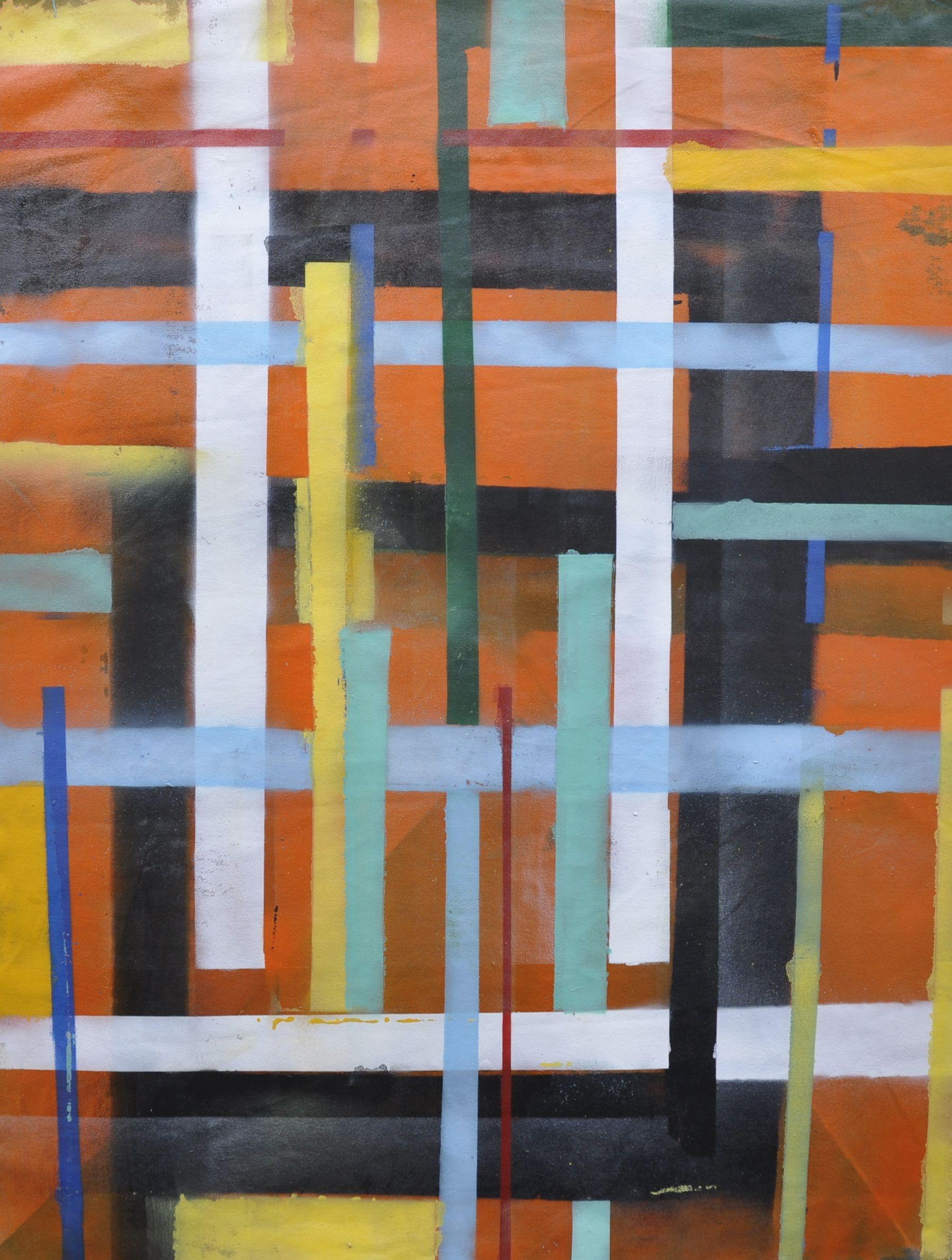 Kevin Brewerton Abstract Painting - The Inside Game, Painting, Oil on Glass