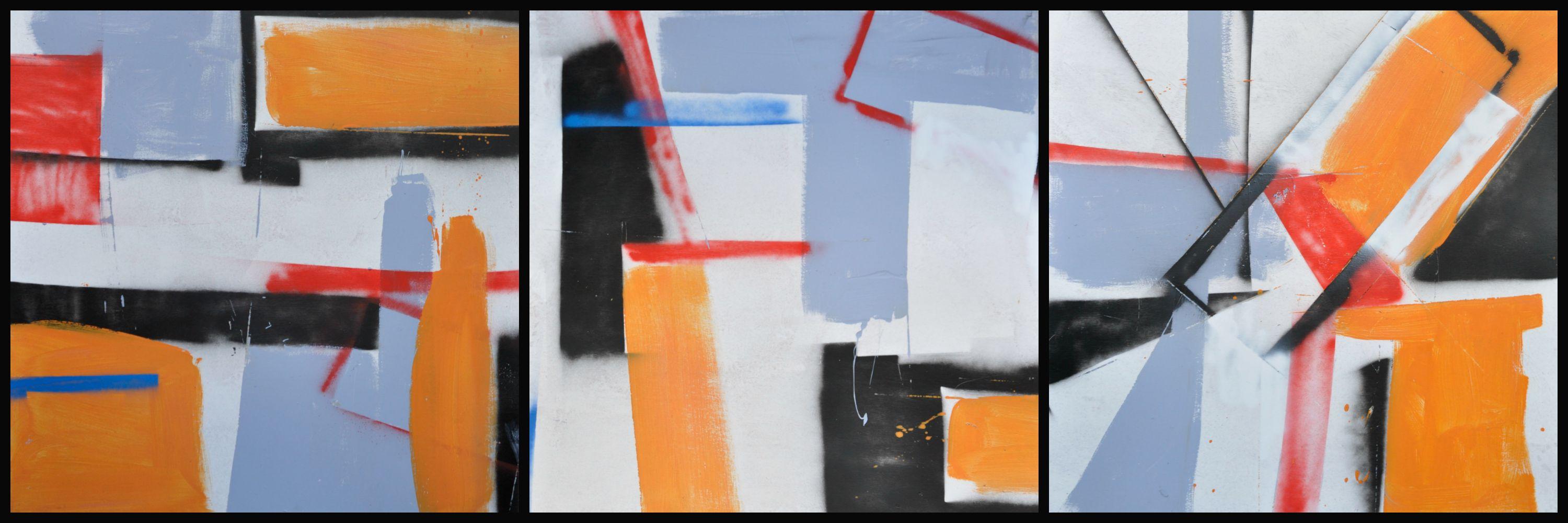 Kevin Brewerton Abstract Painting - Tribecca III (Tryptich), Painting, Oil on Wood Panel