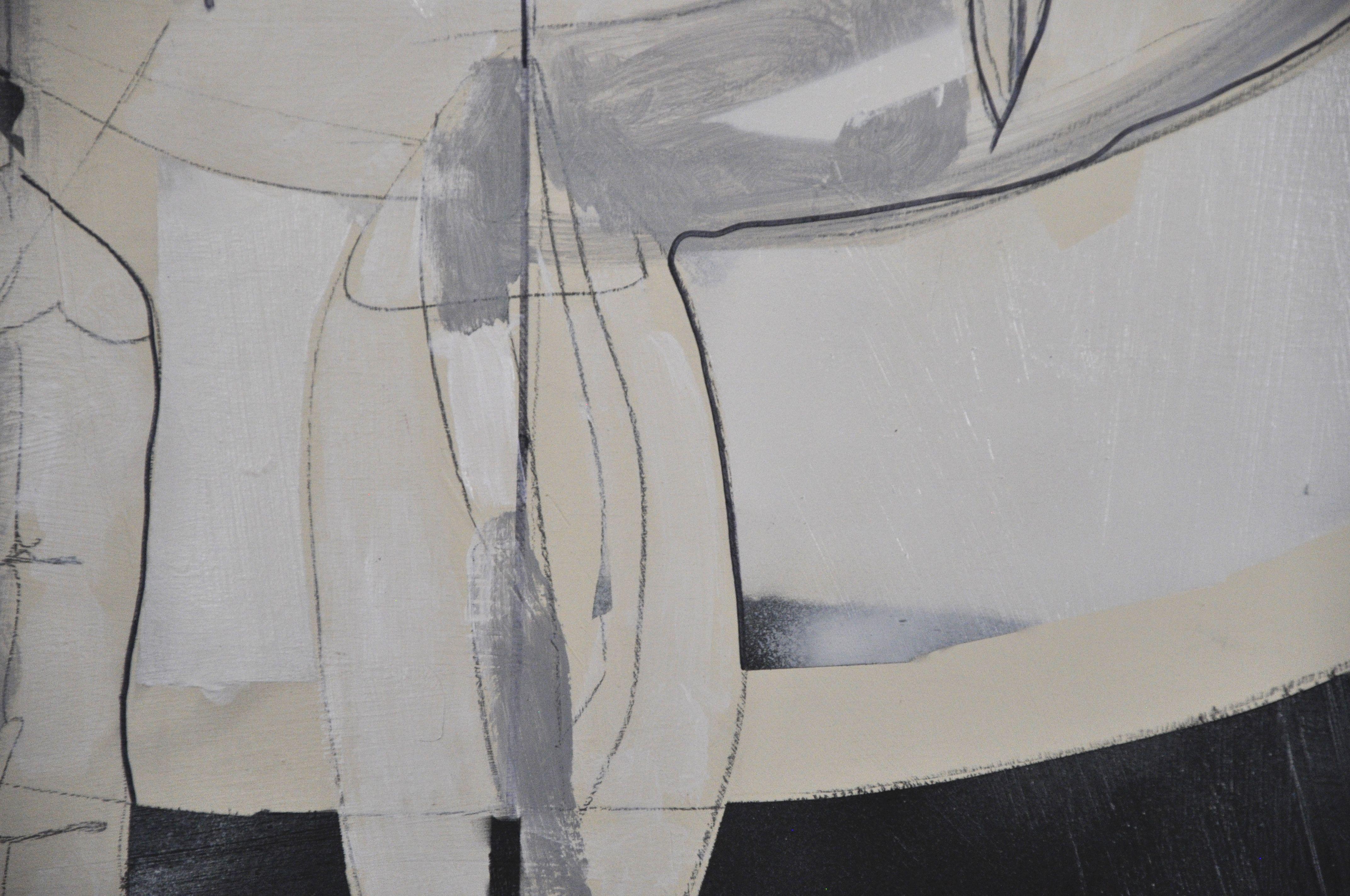 Scudo bianco, Pittura, Olio su pannello di Wood - Painting Astratto di Kevin Brewerton