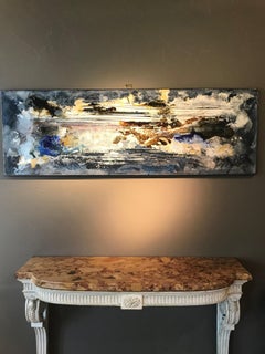 Blue Mixed Media Contemporary Abstract Painting 'GlacierStorm I' by Kevin Burton