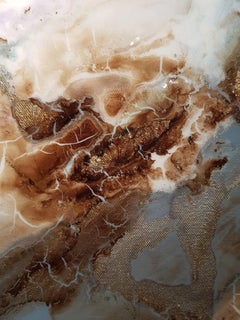 'Silver Clouds' Abstract Contemporary painting, silver, white, gold, copper