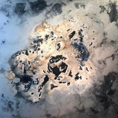 Silver & Gold Mixed Media Contemporary Abstract Painting 'Geode' by Kevin Burton