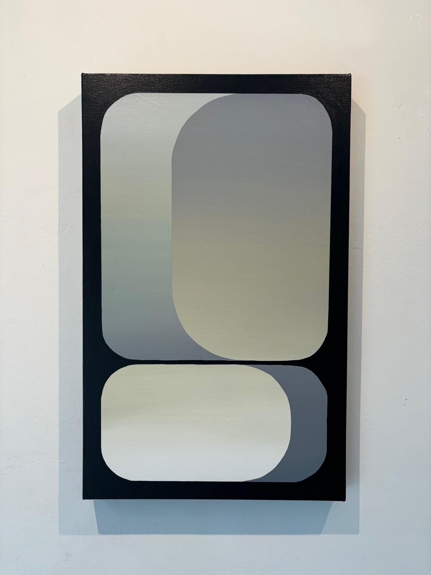 Rising - arte abstracto original - pintura acrílica geométrica - obra de arte contemporánea - Abstract Painting Gris de Kevin Cross